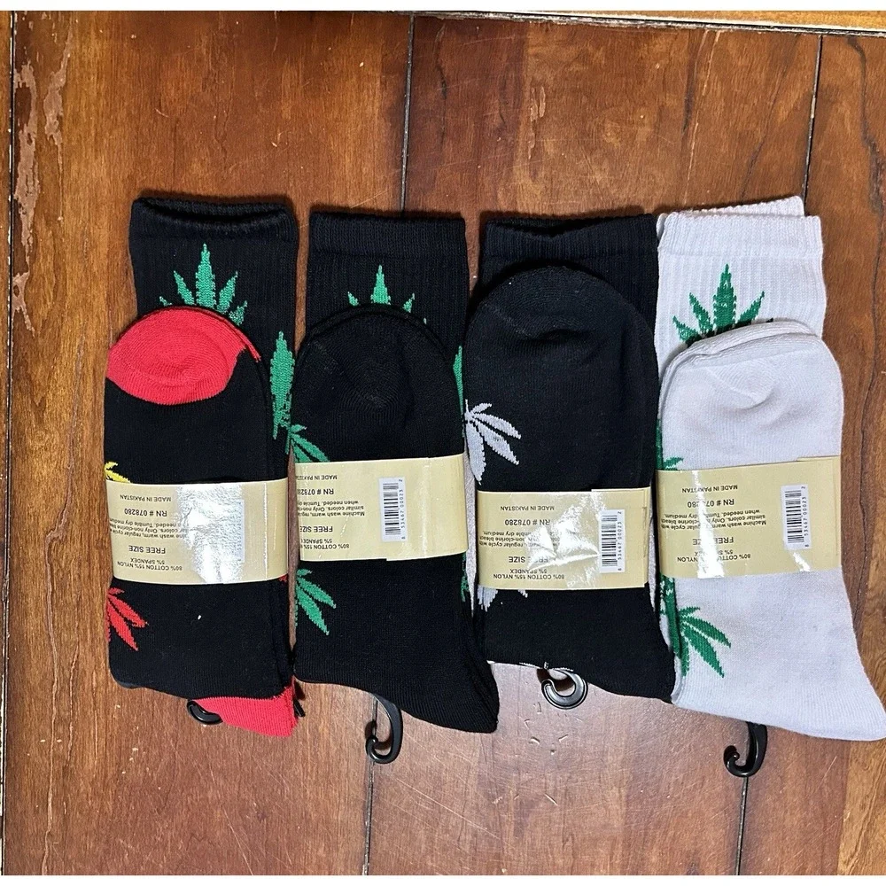 WEEDO Marijuana Weed Leaf Stoner Socks Variety Lot One Size Crew High Quality